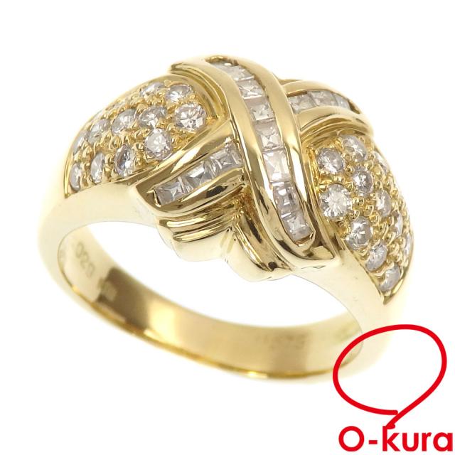 中古 ダイヤモンド リング レディース K18YG 14.5号 0.29ct/0.575ct 8.1g 18金 イエローゴールド 750