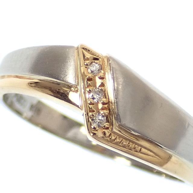 中古 ダイヤモンド付き デザイン リング レディース Pt900 K18YG 12.5号 4.1g 指輪 プラチナ 18金 イエローゴールドの通販は