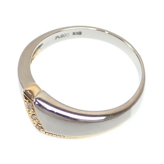 中古 ダイヤモンド付き デザイン リング レディース Pt900 K18YG 12.5号 4.1g 指輪 プラチナ 18金 イエローゴールドの通販は