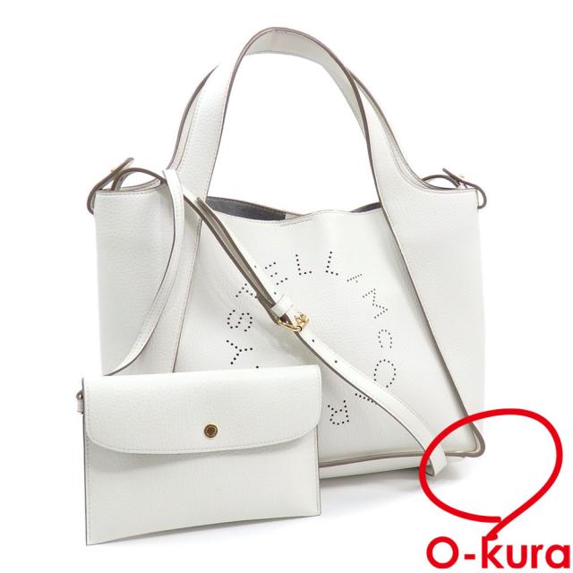 中古 ステラマッカートニー ロゴ トップハンドル クロスボディ トートバッグ レディース ピュアホワイト ポリウレタン ポリアミド 513860 WP0057 ハンド ショルダー 2WAY 斜め掛け パンチング ポーチ付の通販は