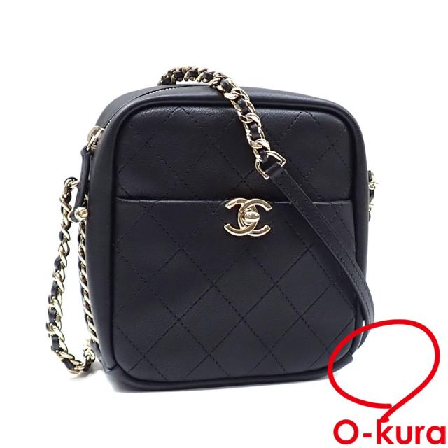 中古 シャネル チェーンショルダーバッグ マトラッセ レディース ブラック レザー 斜め掛けの通販は