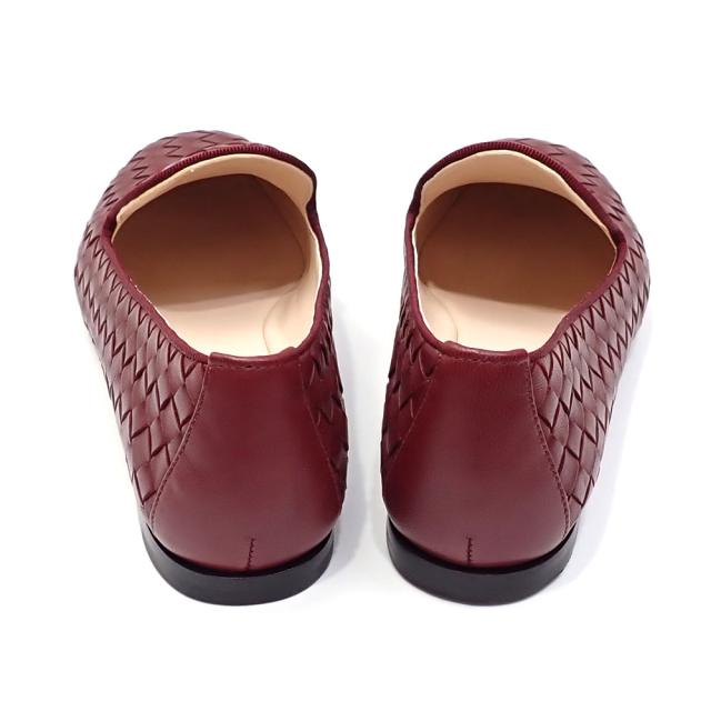 中古 ボッテガ ヴェネタ パンプス レディース アーモンドトゥ レッド系 23.5cm 36 1/2 イントレチャート 編み込み ぺたんこ フラットシューズ 古着 アパレル