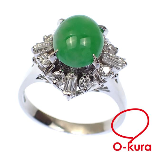中古 翡翠 ダイヤモンド リング レディース Pt900 12.5号 1.84ct/0.54  