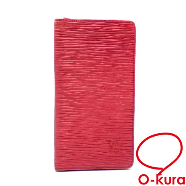 中古 ルイ・ヴィトン 二つ折り 長札入れ エピ ポルト カルト クレディ・円 メンズ M63217 カスティリアンレッド 赤の通販は