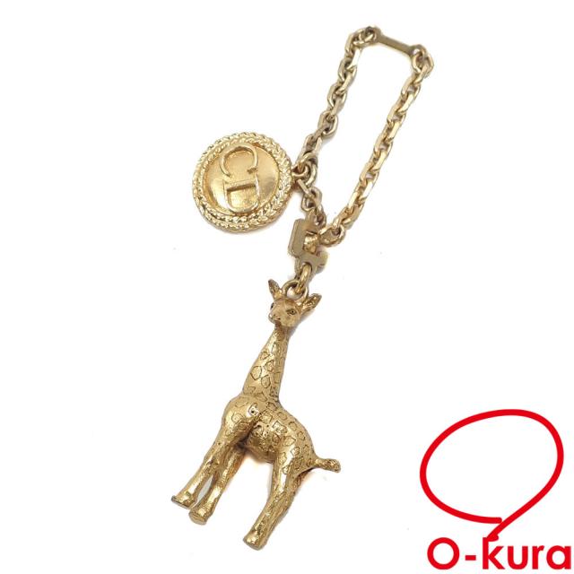 中古 ディオール アニマル バッグチャーム レディース ゴールドカラー GP キーホルダー 動物 キリンの通販は