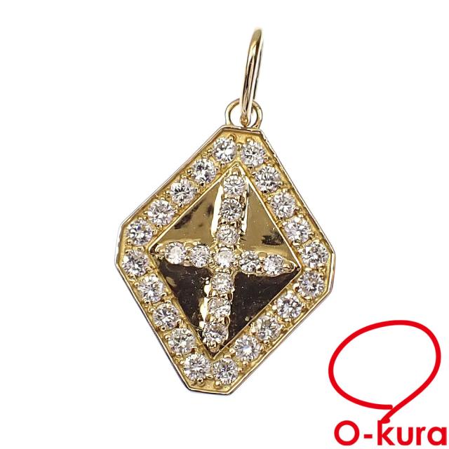 中古 ダイヤモンド ペンダントトップ レディース K18YG 0.40ct 1.7g 750 18金 イエローゴールド ペンダントヘッド 十字架の通販は
