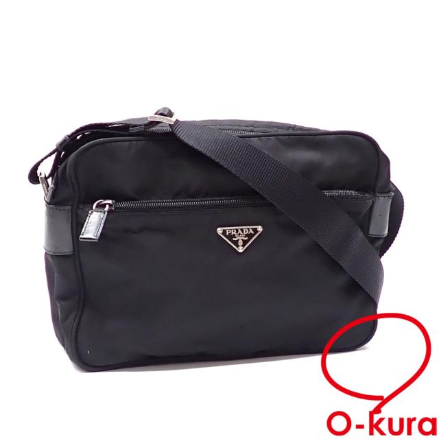 中古 プラダ ショルダーバッグ ブラック 黒 ナイロン 斜め掛け レディース メンズの通販は 26,600円