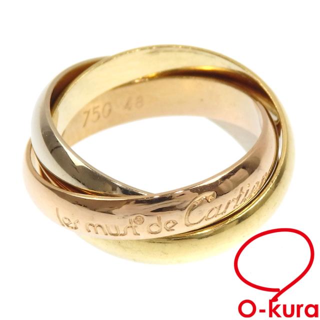 中古 カルティエ トリニティ リング レディース K18YG/WG/PG 7.5号 #48  