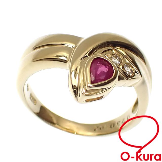 中古 ジュエリーマキ ルビー ダイヤモンド リング レディース K18YG 