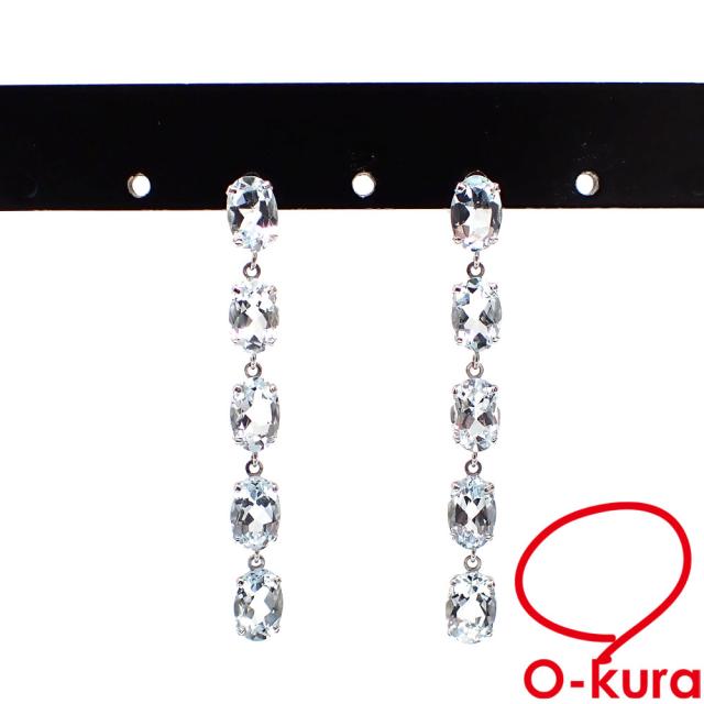 中古 アクアマリン ピアス レディース Pt900 4.05ct 2.4g