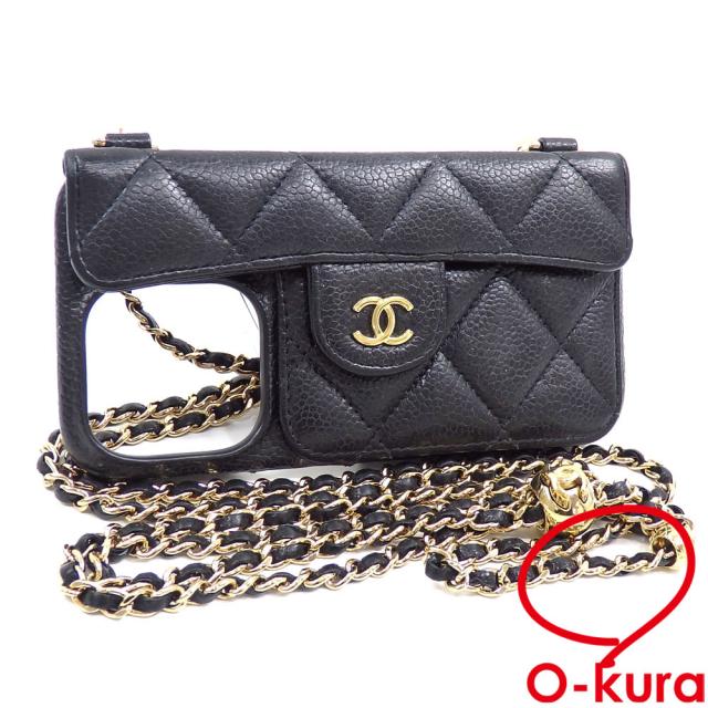 CHANEL ブラック レザー iPhoneケース 13pro 【公式通販】