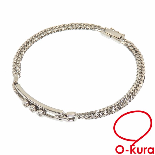 中古 ダイヤモンド ブレスレット Pt850 0.09ct 14.1g プラチナ チェーン スライド レディース メンズ