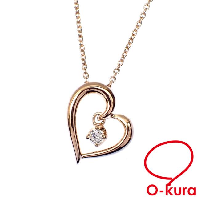 いちご 中古 4℃ ダイヤモンド ハートモチーフ ネックレス レディース