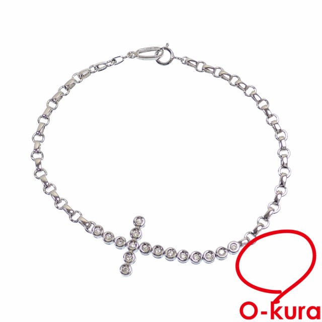  ダイヤモンド ブレスレット レディース K18WG 0.14ct 4.8g 18金 ホワイトゴールド 750 クロスモチーフ