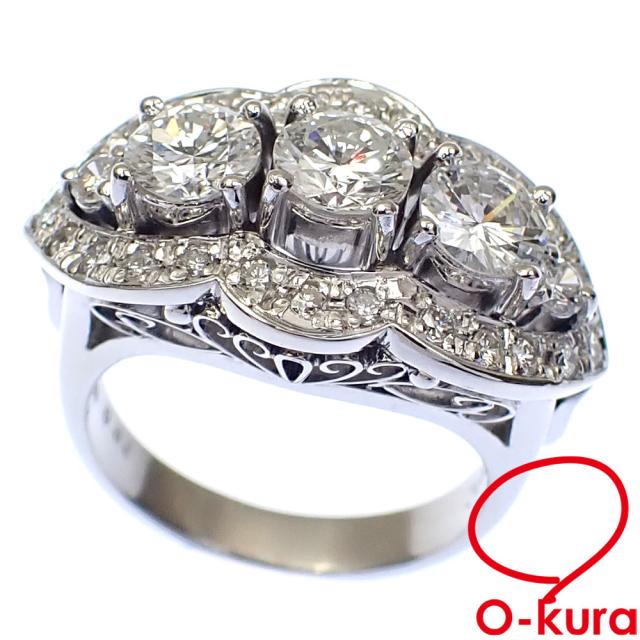中古 ダイヤモンド リング レディース Pt900 6.5号 1.01ct/0.32 中古 ダイヤモンド リング レディース Pt900 6.5号 1.01ct/0.32