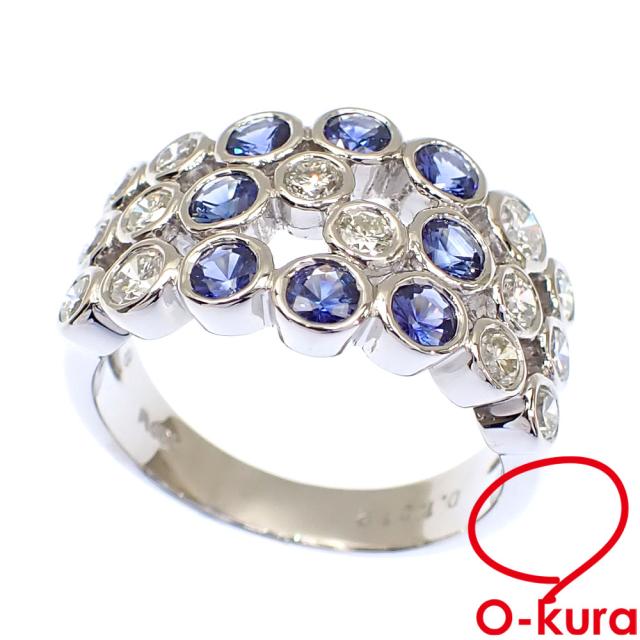 中古 サファイア ダイヤモンド リング レディース Pt900 13号 S0.98ct