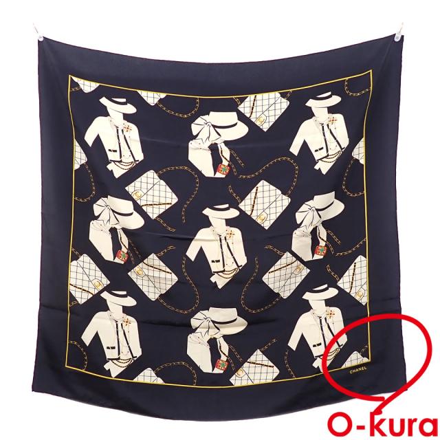 中古 シャネル スカーフ レディース ブラック ベージュ ココマーク 古着