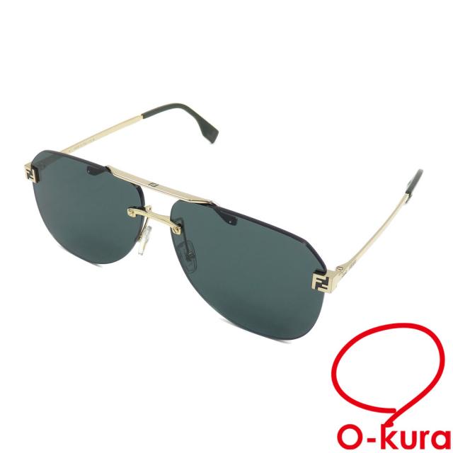 中古 フェンディ サングラス メンズ ゴールド グリーン メタル FE40115U スカイ アイウェア