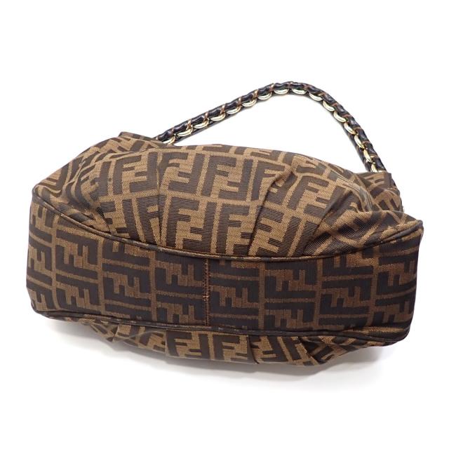 フェンディ ミア ショルダーバッグ ズッカ レザー キャンバス 斜め掛け