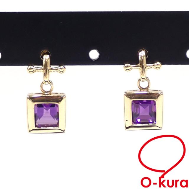 楽天市場】アメジスト ピアス K18YG 18金 18k 4mm イエロー ゴールド