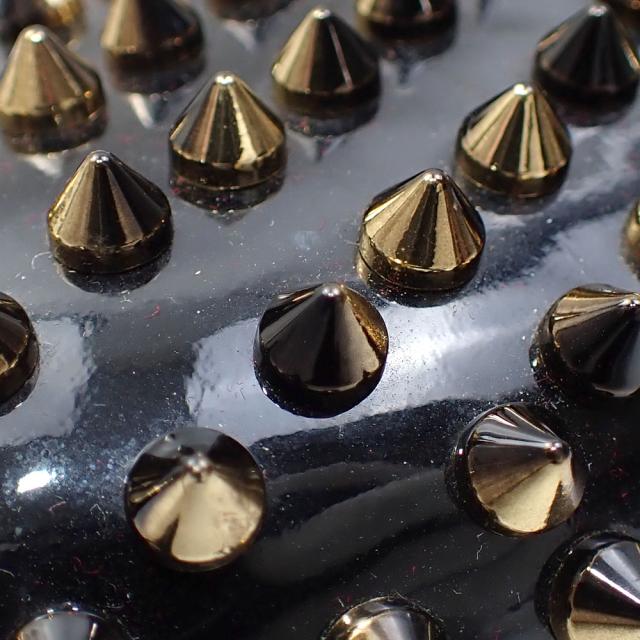 中古 クリスチャンルブタン パンプス レディース アーモンドトゥ パテントレザー ブラック 24.5cm 37 1/2 ロックスタッズ フラット ぺたんこ 古着 アパレル