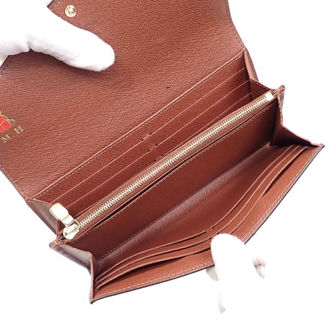 ルイヴィトン ポルトフォイユ・サラ モノグラム 長財布 ブラウン イニシャル入り 中古 ルイ・ヴィトン 二つ折り 長財布 モノグラム