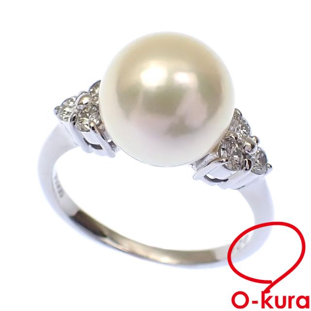 中古 パール ダイヤモンド リング レディース Pt900 9号 0.25ct 中古 パール ダイヤモンド リング レディース Pt900 9号 0.25ct