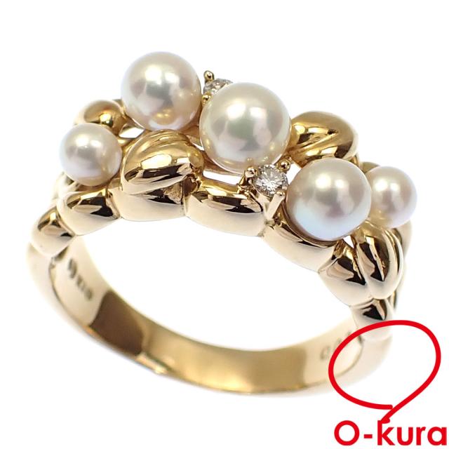 PT900 プラチナ K18YG リング 指輪 11号 ダイヤ 0.17 カード鑑別書 総  