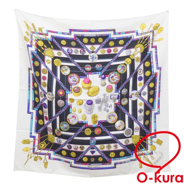 中古 エルメス スカーフ カレ 90 レディース シルク 絹 マルチカラー pelile main お針子さん 古着