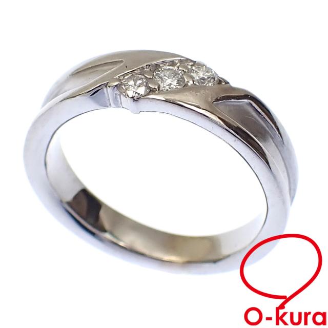 中古 ダイヤモンド リング レディース K14WG 6号 0.10ct 3.6g 中古 ダイヤモンド リング レディース K14WG 6号 0.10ct 3.6g