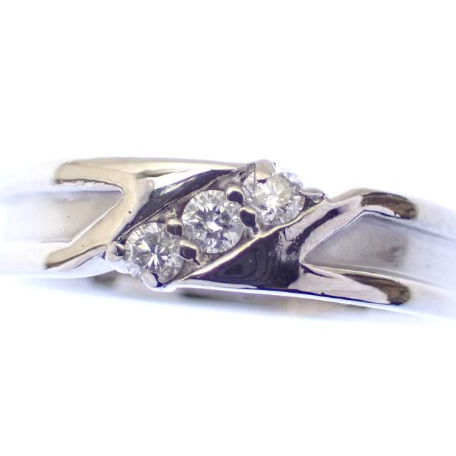 中古 ダイヤモンド リング レディース K14WG 6号 0.10ct 3.6g 中古 ダイヤモンド リング レディース K14WG 6号 0.10ct 3.6g