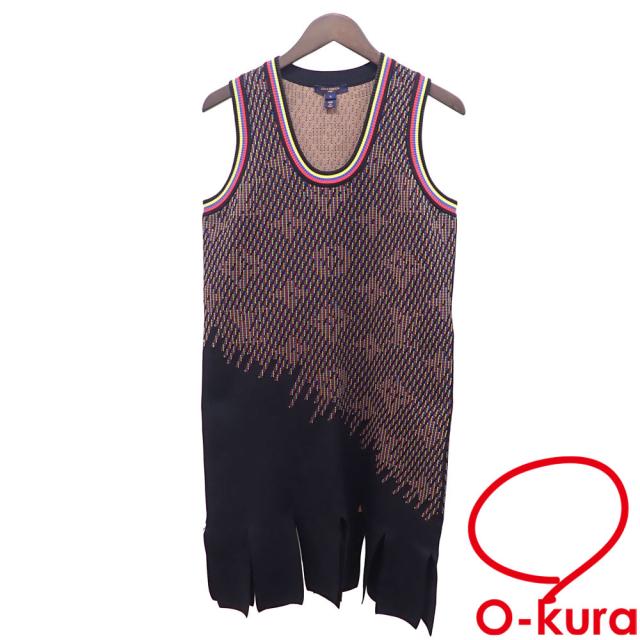 中古 ルイ・ヴィトン ワンピース モノグラム ピクセル ニット タンク ドレス レディース マルチカラー Sサイズ レーヨン他 膝丈 ノースリーブ 1A9LSN 古着 アパレル トップス