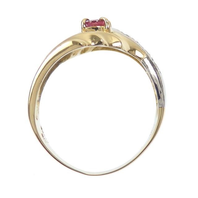 中古 ルビー ダイヤモンド リング レディース K18YG Pt900 12号 R0