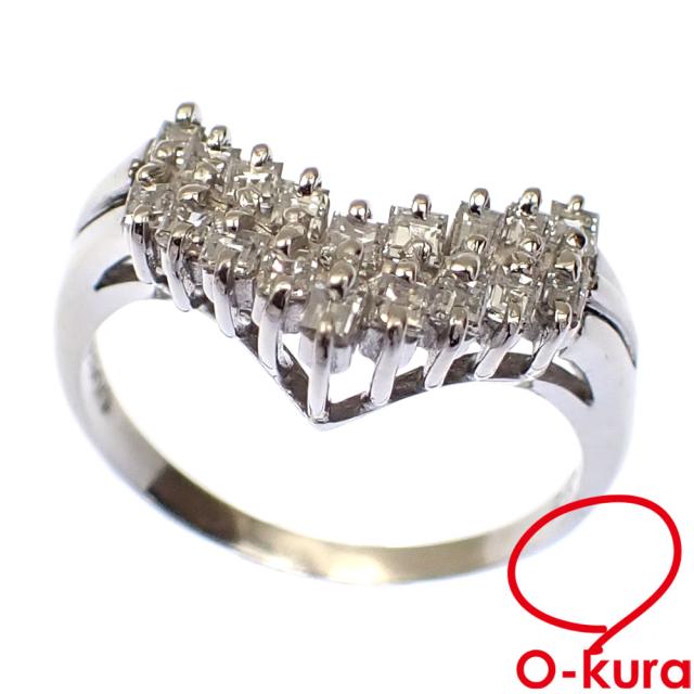 中古 ダイヤモンド リング レディース Pt900 8号 0.39ct 4.0g