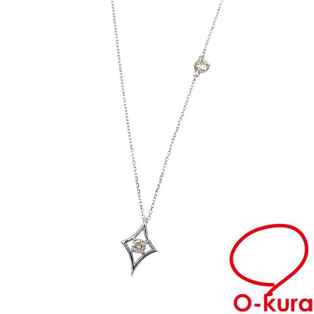中古 ダイヤモンド ネックレス レディース K18WG 0.13ct 1.3g 750 18金