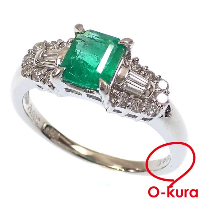 エメラルドリング Pt900/K18 6.2g 11号 Jewelry Emerald1.409ct Ring