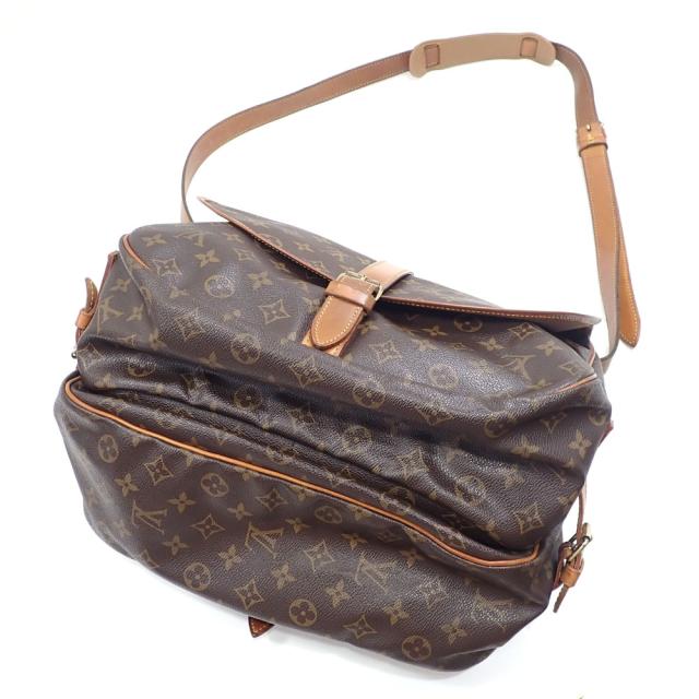 ルイ ヴィトン ショルダーバッグ ソミュール 35 f-22116 ブラウン モノグラム M42254 美品 モノグラムキャンバス ヌメ革 中古 AR0990 LOUIS VUITTON ヴィンテージ フラップ クロスボディ 公式リペア済み 人気 定番 茶色 シンプル お洒落 ブランド 本物 鑑定済み ルイ ヴィトン ショルダーバッグ ソミュール 35 f-22116 ブラウン