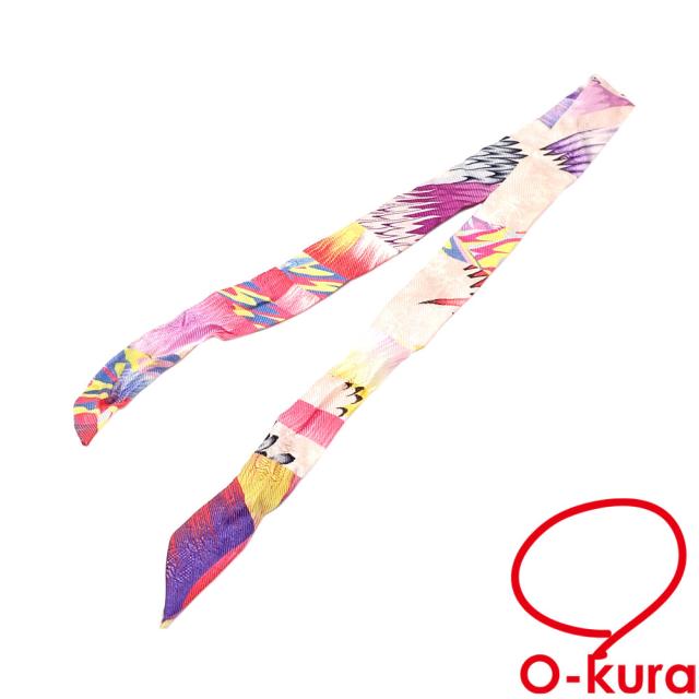 中古 エルメス スカーフ ツイリードール レディース ピンク系マルチカラー シルク 京都マーブル メイドインジャパン 古着