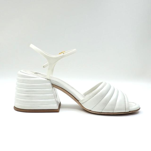 中古 フェンディ サンダル FFプロムナード レディース レザー ホワイト 白 23.0cm 36 ハイヒール 古着 アパレル