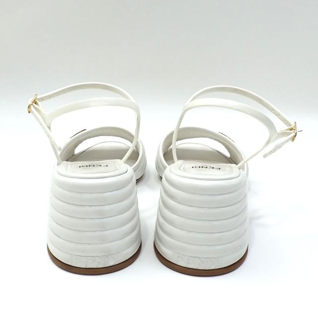 中古 フェンディ サンダル FFプロムナード レディース レザー ホワイト 白 23.0cm 36 ハイヒール 古着 アパレル