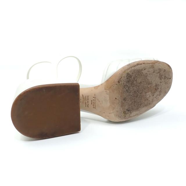 中古 フェンディ サンダル FFプロムナード レディース レザー ホワイト 白 23.0cm 36 ハイヒール 古着 アパレル