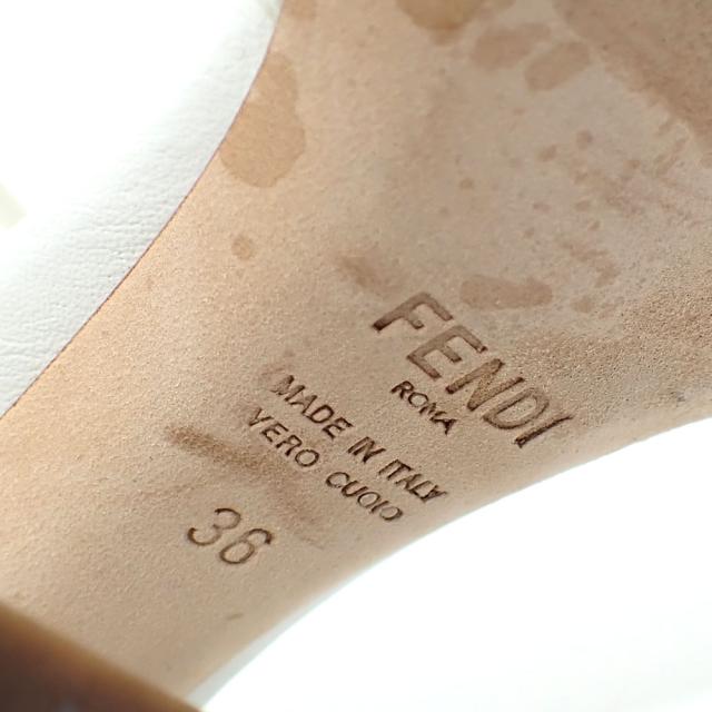 中古 フェンディ サンダル FFプロムナード レディース レザー ホワイト 白 23.0cm 36 ハイヒール 古着 アパレル