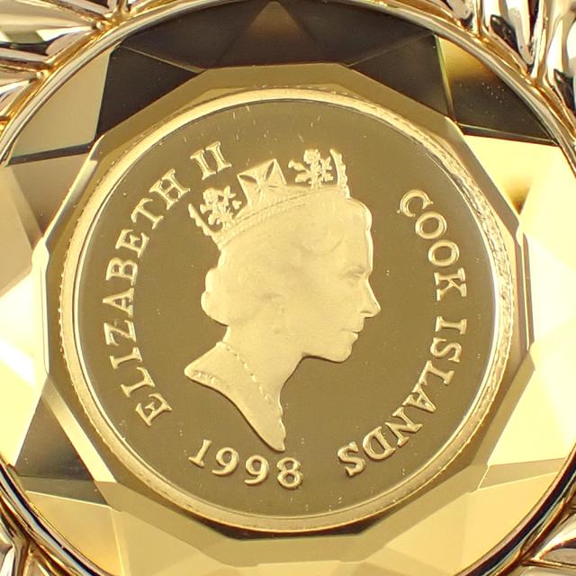 中古 ゴールドコイン ペンダントトップ レディース K18YG枠 K24YG 9.8g