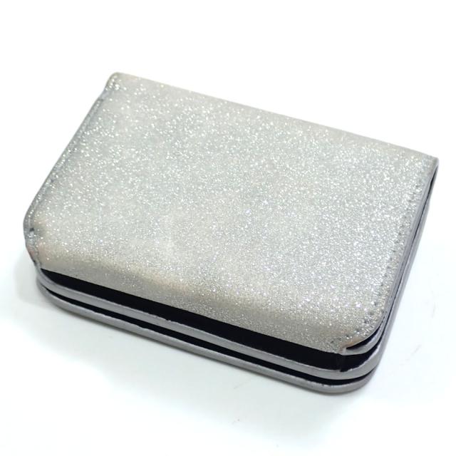 中古 バレンシアガ 三つ折り 財布 レディース シルバー ポリウレタン