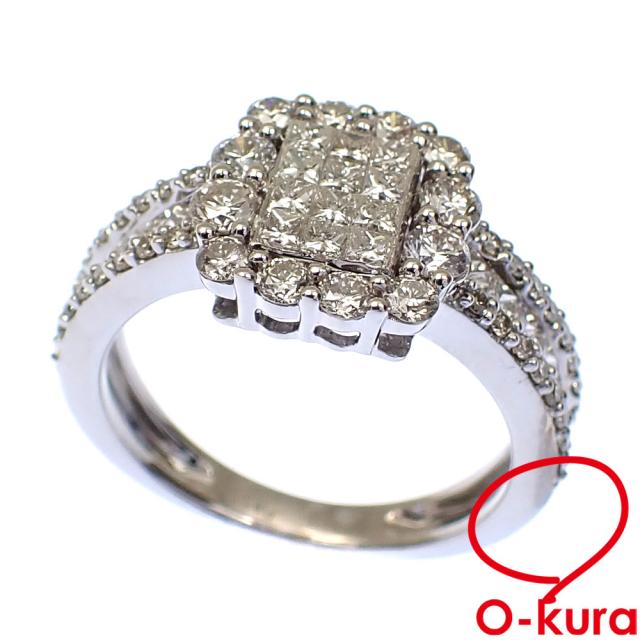 中古 ダイヤモンド リング レディース K18WG 10.5号 1.36ct 5.0g 750 18金 ホワイトゴールド