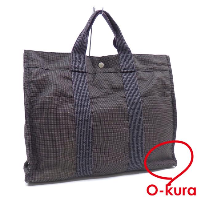 中古 エルメス エールライン トート MM トートバッグ グレー