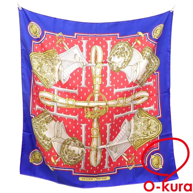 HERMES エルメス カバーへの腰かけ カレ90 ブラウン系 スカーフ