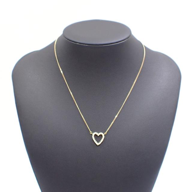 中古 ダイヤモンド ハートモチーフ ネックレス レディース K18YG 0.41  
