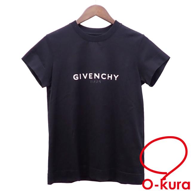 中古 ジバンシィ リバース スリム ロゴ Tシャツ レディース クルーネック 半袖 コットン ブラック XSサイズ BM71653Y6B 古着 アパレル トップス