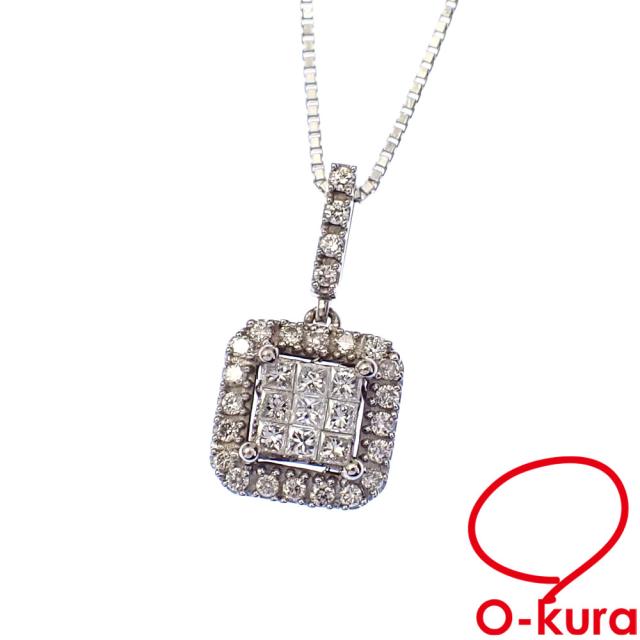 K18WG ムーン ダイヤモンド ネックレス 0.33CT